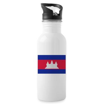Flag of Cambodia - Water bottle with straw - white - Right