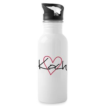 Koch Herz Hobbykoch Küche Geschenkidee - Trinkflasche mit integriertem Trinkhalm - Weiß - Rechts