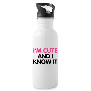 I'm cute and i know it - Gourde avec paille intégrée - blanc - Droite