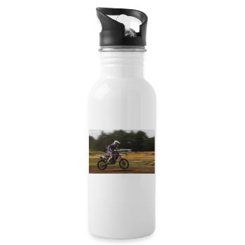 Motocross Action - Trinkflasche mit integriertem Trinkhalm - Weiß - Rechts