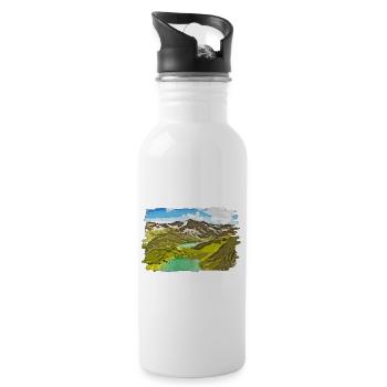 gxp alpine view mountains vector art - Water bottle with straw - white - Right
