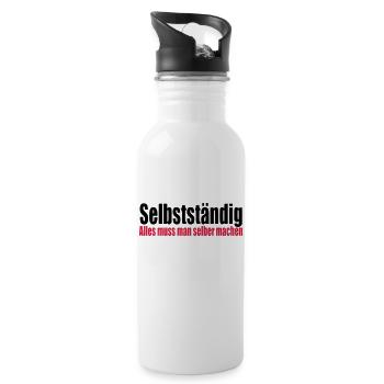 Selbstständig Arbeit Geschenk Geburtstag Chef - Trinkflasche mit integriertem Trinkhalm - Weiß - Rechts