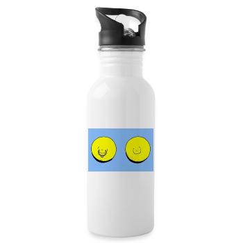 zitrone hellblau - Trinkflasche mit integriertem Trinkhalm - Weiß - Rechts