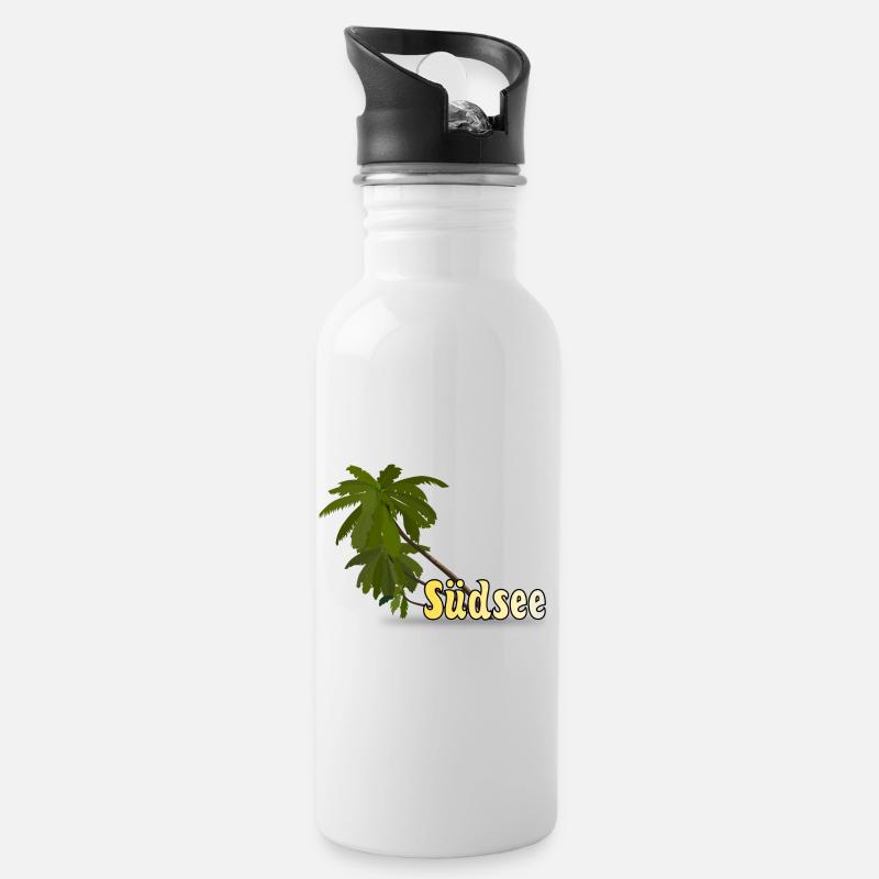 Südsee - Trinkflasche mit integriertem Trinkhalm - Weiß