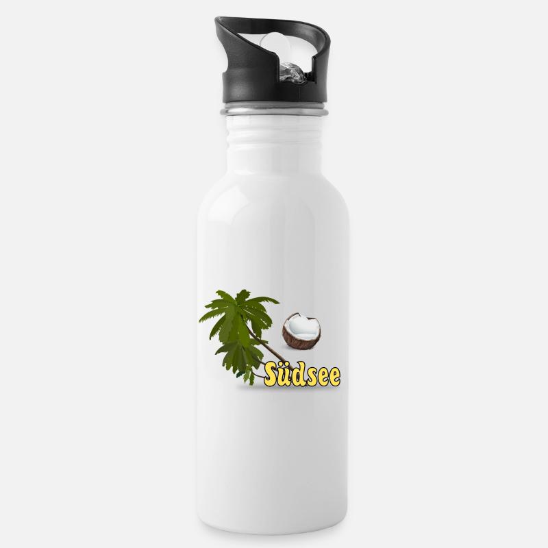 Südsee Traum - Sommer! - Trinkflasche mit integriertem Trinkhalm - Weiß