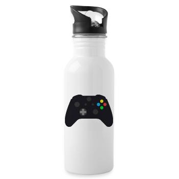 Dunkles Gamepad Neon-Knöpfe - Trinkflasche mit integriertem Trinkhalm - Weiß - Rechts
