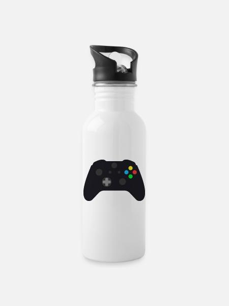 Boutons néon de manette sombre - Gourde avec paille intégrée - blanc