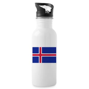 Blaues Kreuzflaggen-Design Island - Trinkflasche mit integriertem Trinkhalm - Weiß - Rechts
