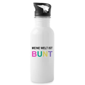 MEINE WELT IST BUNT ! LIMITIERTE EDITION - Trinkflasche mit integriertem Trinkhalm - Weiß - Rechts