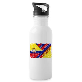 Ecuador Flaggen Design / Geschenk Südamerika - Trinkflasche mit integriertem Trinkhalm - Weiß - Rechts