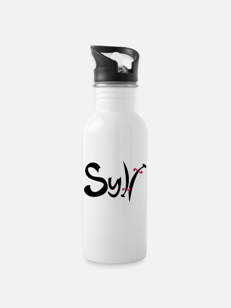 sylt - Trinkflasche mit integriertem Trinkhalm - Weiß