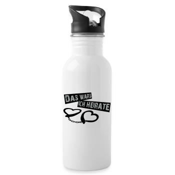 ich_heirate_schwarz - Trinkflasche mit integriertem Trinkhalm - Weiß - Rechts
