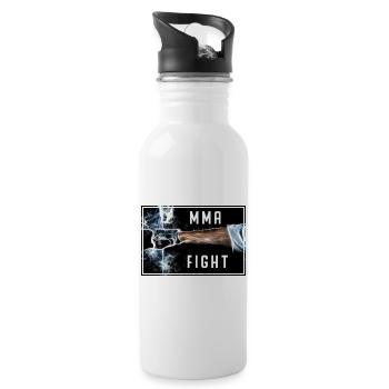 MMA - Fight - Trinkflasche mit integriertem Trinkhalm - Weiß - Rechts