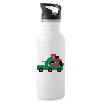 auto lkw umzug - Trinkflasche mit integriertem Trinkhalm - Weiß - Rechts