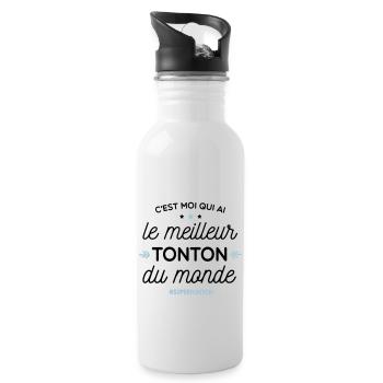 Best Uncle - super uncle - Water bottle with straw - white - Right