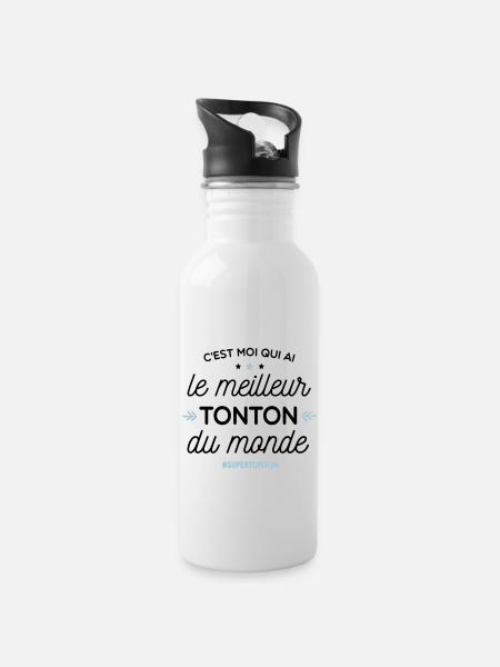 Meilleur Tonton - super tonton - Gourde avec paille intégrée - blanc