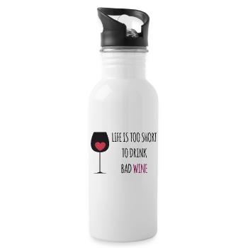 Das Leben ist zu kurz um zu trinken - Trinkflasche mit integriertem Trinkhalm - Weiß - Rechts