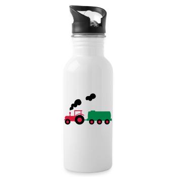 traktor trecker landwirtschaft - Trinkflasche mit integriertem Trinkhalm - Weiß - Rechts