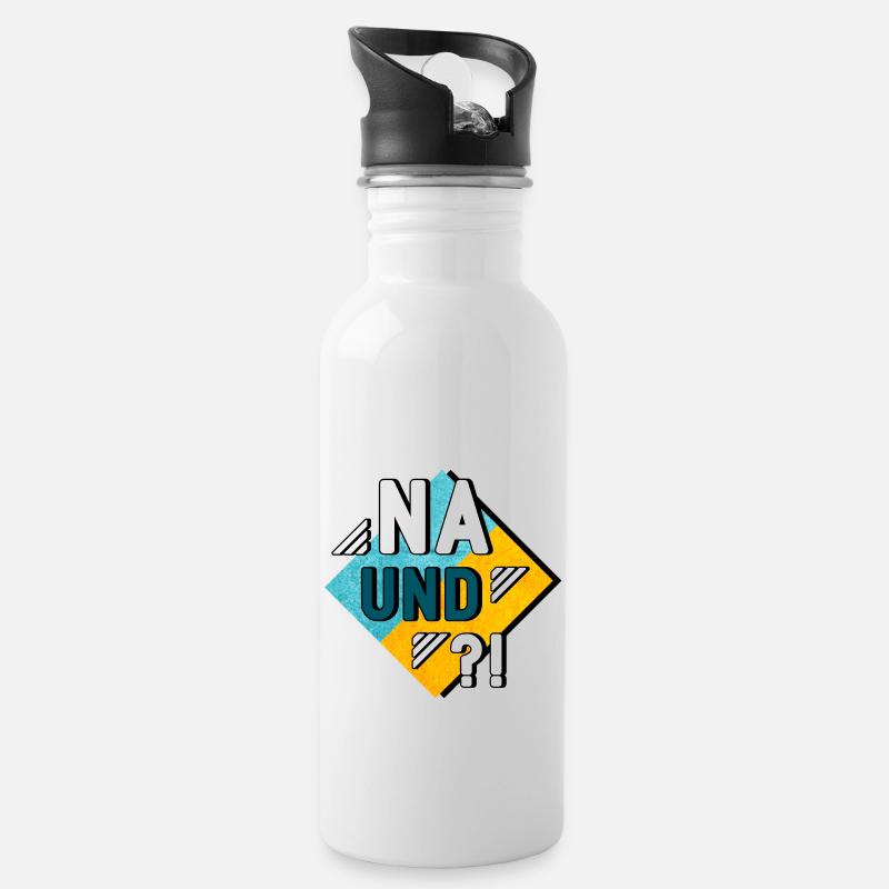 Na und - Trinkflasche mit integriertem Trinkhalm - Weiß