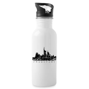 Frankfurter Skyline (Vintage/Schwarz) Frankfurt - Trinkflasche mit integriertem Trinkhalm - Weiß - Rechts