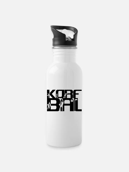 korfball - Trinkflasche mit integriertem Trinkhalm - Weiß