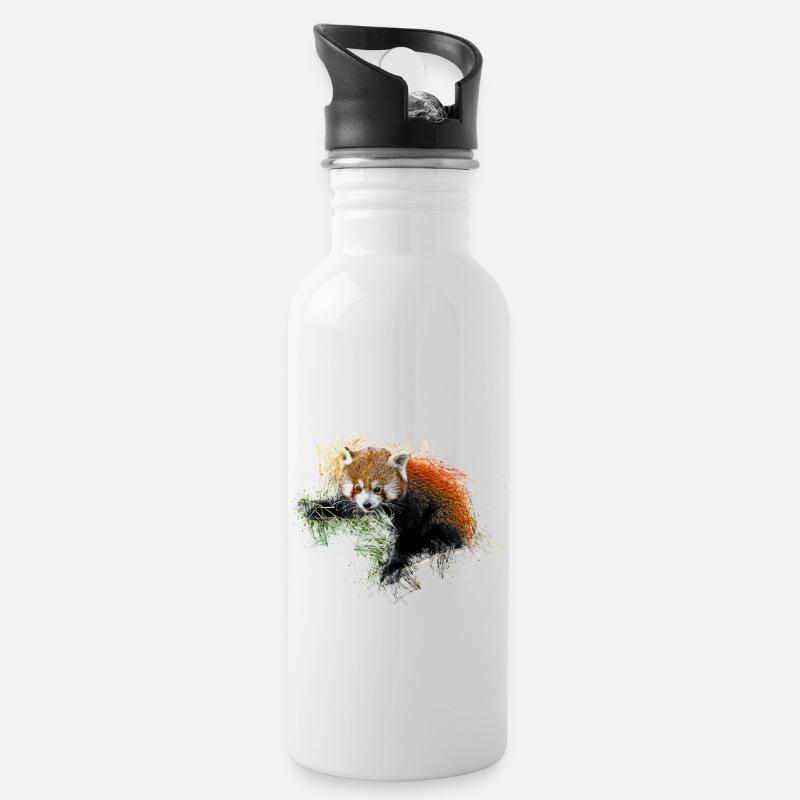 Red panda bear - Water bottle with straw - white