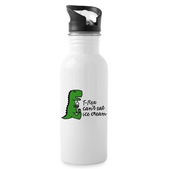 T-rex can't eat ice cream - Water bottle with straw - white - Right