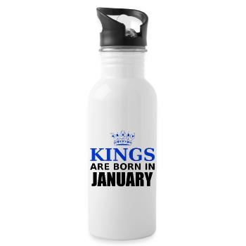 kings are born in january - Trinkflasche mit integriertem Trinkhalm - Weiß - Rechts