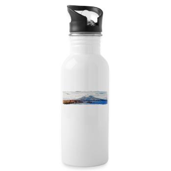 Naples, Vesuvius and Castel dell'Ovo - Water bottle with straw - white - Right