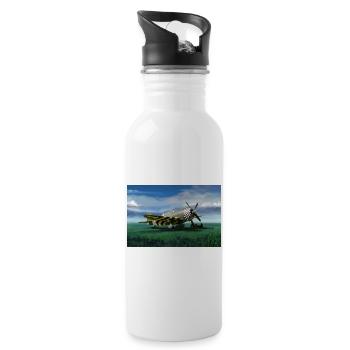 Thunderbolt P-47 - Trinkflasche mit integriertem Trinkhalm - Weiß - Rechts