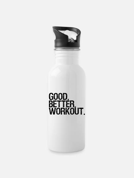 Workout - Trinkflasche mit integriertem Trinkhalm - Weiß