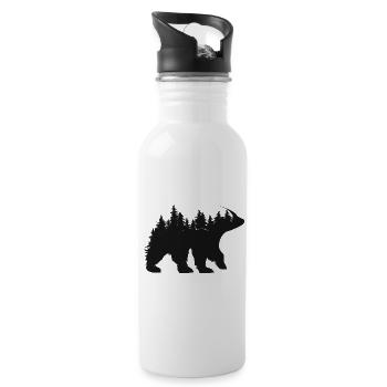 Bär Wald Illustration Bäume Bären Natur Symbol - Trinkflasche mit integriertem Trinkhalm - Weiß - Rechts