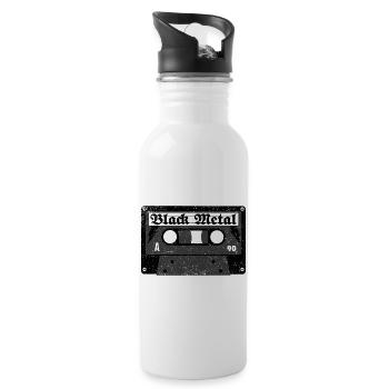 Black Metal Cassette - Water bottle with straw - white - Right