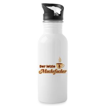 DDR Muckefuck Kaffee 3D Design mit lustigem Spruch - Trinkflasche mit integriertem Trinkhalm - Weiß - Rechts