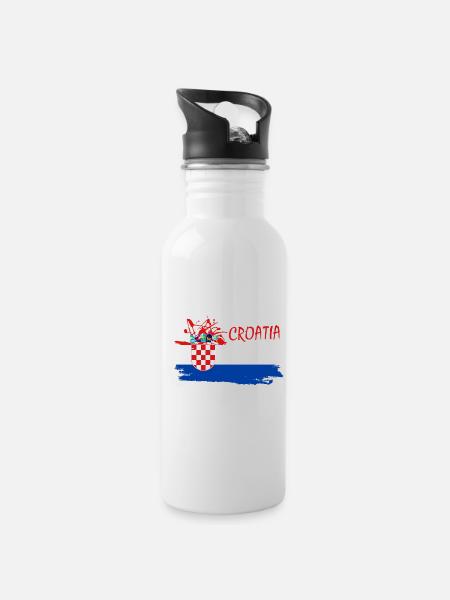 Croatie Hrvatska Croatie j'aime la croatie - Gourde avec paille intégrée - blanc