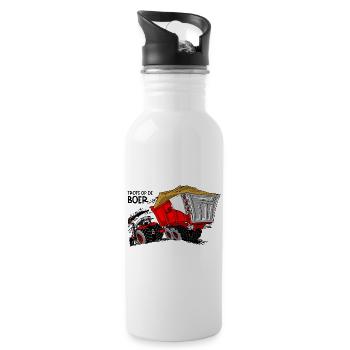 0954 Stolz auf den Bauern FARBE - Trinkflasche mit integriertem Trinkhalm - Weiß - Rechts