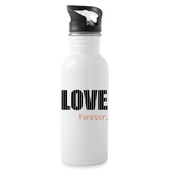 ICH LIEBE DICH. ICH LIEBE DICH. LIEBE. LIEBE. HERZ. - Trinkflasche mit integriertem Trinkhalm - Weiß - Rechts