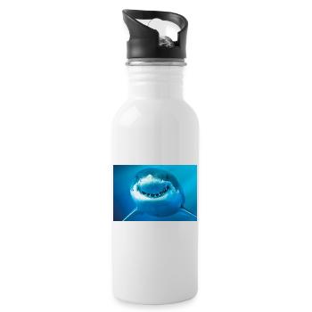 Lächelnder Hai unter Wasser - Trinkflasche mit integriertem Trinkhalm - Weiß - Rechts