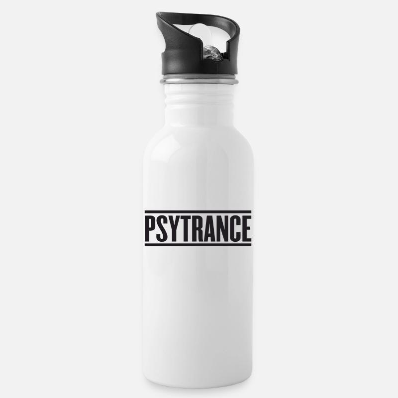 Psytrance - Trinkflasche mit integriertem Trinkhalm - Weiß