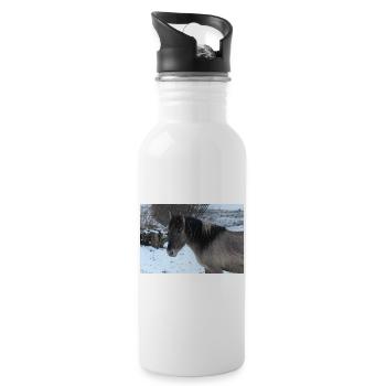 Pferd Pferdeposter - Trinkflasche mit integriertem Trinkhalm - Weiß - Rechts