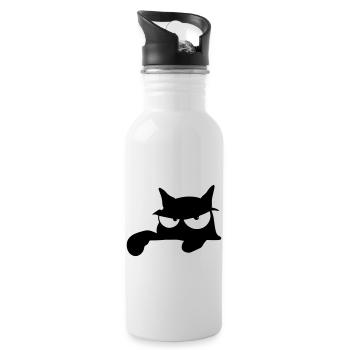Black Cat 14 Katze - Trinkflasche mit integriertem Trinkhalm - Weiß - Rechts