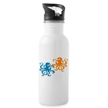 Oktopus Valentinstag Comic Meer Tintenfische Kind - Trinkflasche mit integriertem Trinkhalm - Weiß - Rechts