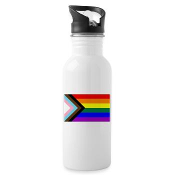 Fortschritt LGBTQ Gay Pride Flagge - Trinkflasche mit integriertem Trinkhalm - Weiß - Rechts