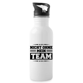 Nicht Ohne Mein Team - Trinkflasche mit integriertem Trinkhalm - Weiß - Rechts