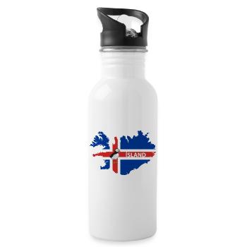 Iceland Flag Puffin Iceland Design - Water bottle with straw - white - Right