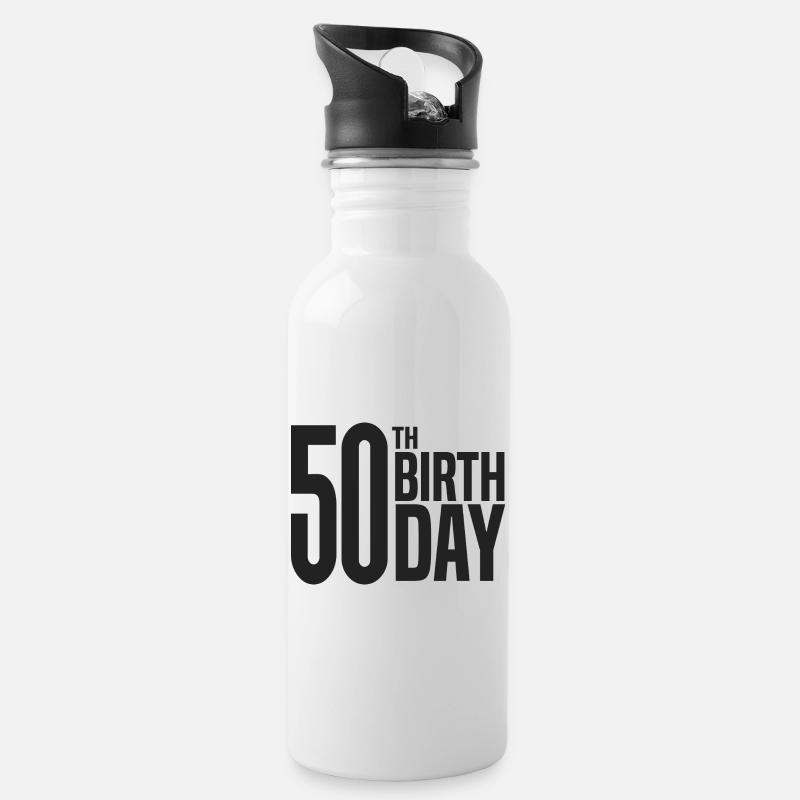 50th Birthday - Water bottle with straw - white