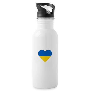 Ukraine Ukrainian Flag Flag - Water bottle with straw - white - Right