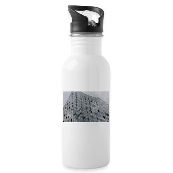 Elbphilharmonie with window cleaners - Water bottle with straw - white - Right