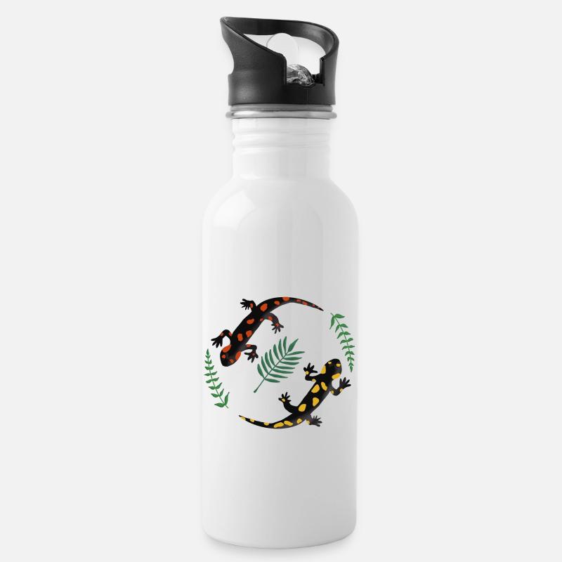 Salamander - Trinkflasche mit integriertem Trinkhalm - Weiß