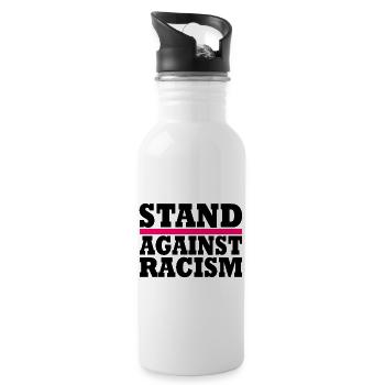 Stand against racism - Trinkflasche mit integriertem Trinkhalm - Weiß - Rechts